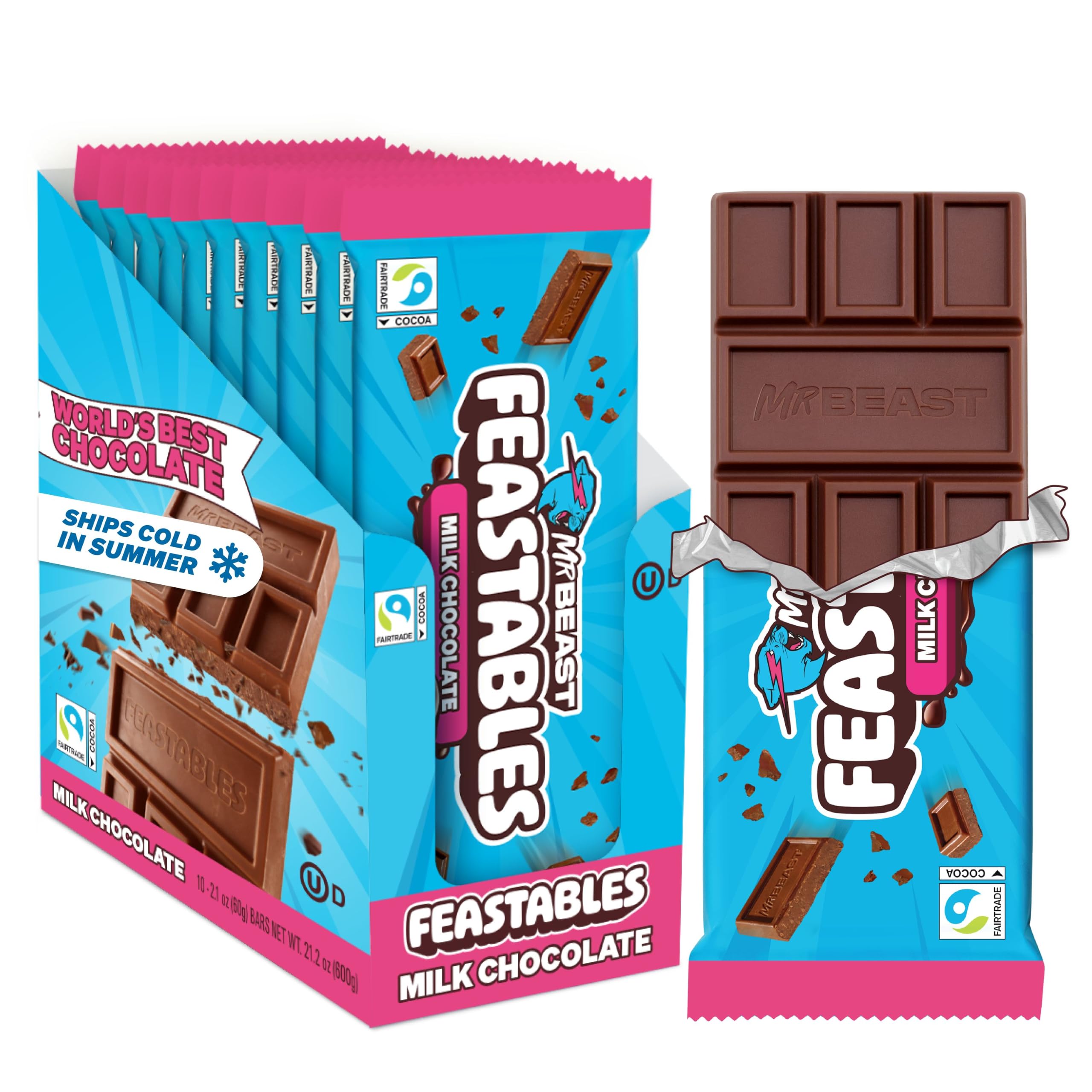 Amazon.co.jp: Feastables MrBeast Milk Chocolate Bars - Made with