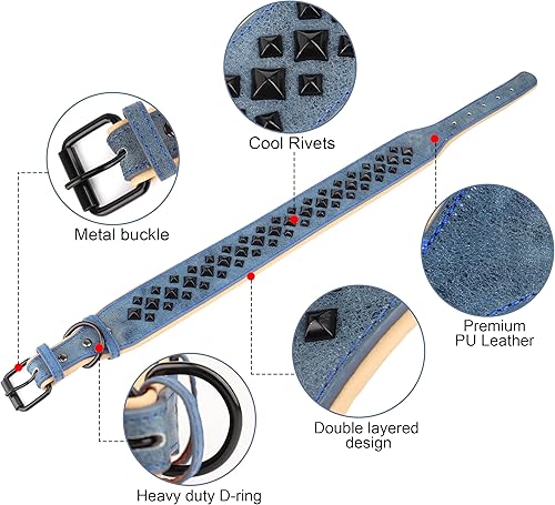 Miniatura 2 de PET ARTIST Collar de perro de cuero de 2 pulgadas para macho grande con acolchado suave, resistente y elegante diseño occidental, apto para Pitbull