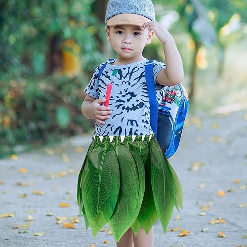 Miniatura 4 de LUOZZY Falda de hoja hawaiana Hula de hoja tropical, falda hula de hierba verde, falda de hula hawaiana disfraz hawaiano Halloween Luau suministros