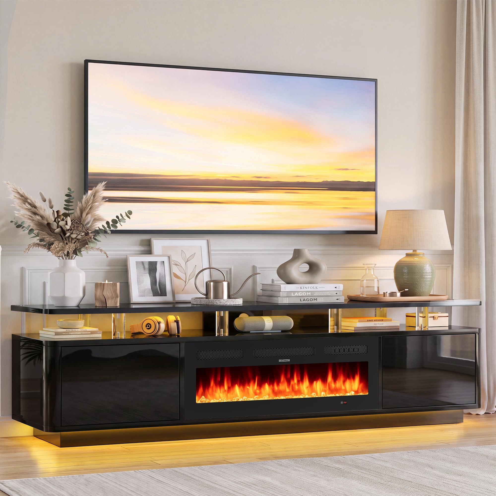 OneBlis 90 inch TV Stand with Double LED Lights