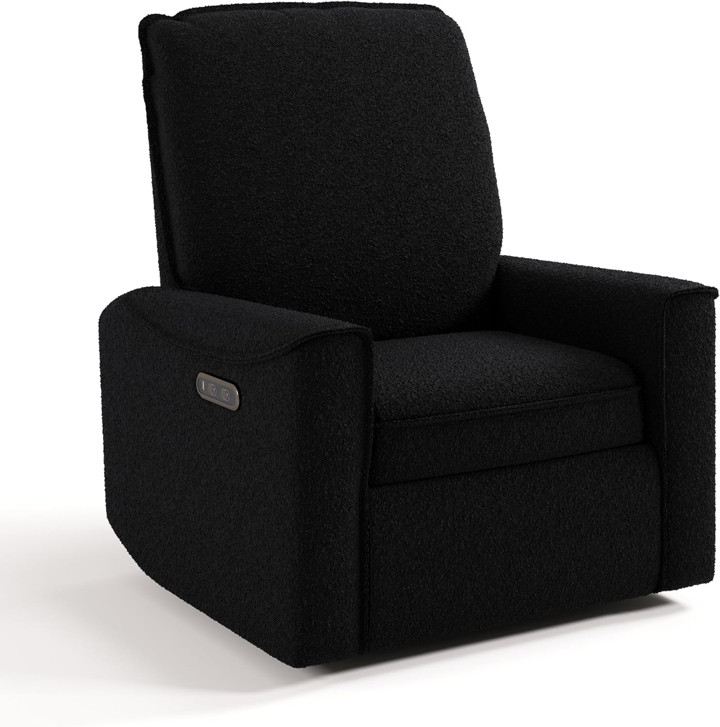 Storkcraft Santos Deluxe Power Recliner Swivel Glider, Premium Electronic Nursery Rocking Chair, Oeko-TEX 100 Certified, Includes Dual-USB Charging Port with USB-A & USB-C – (Black Boucle)