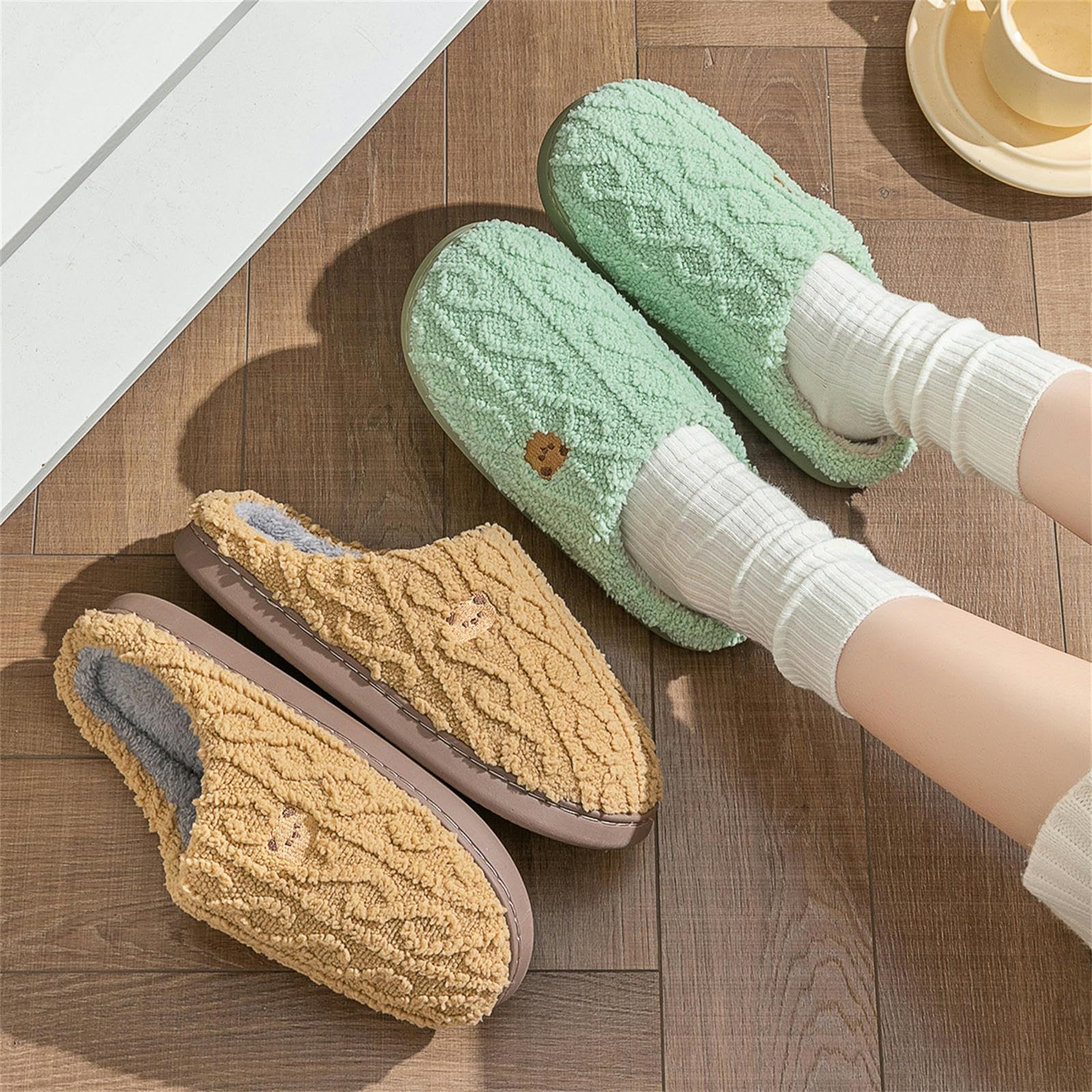 Ciabatte Donna Invernali Pantofole di Cotone per Donne Autunno E Inverno Interno Casa Non Slip Coppia di Lana Pantofole per Uomini Inverno-pink-36-37