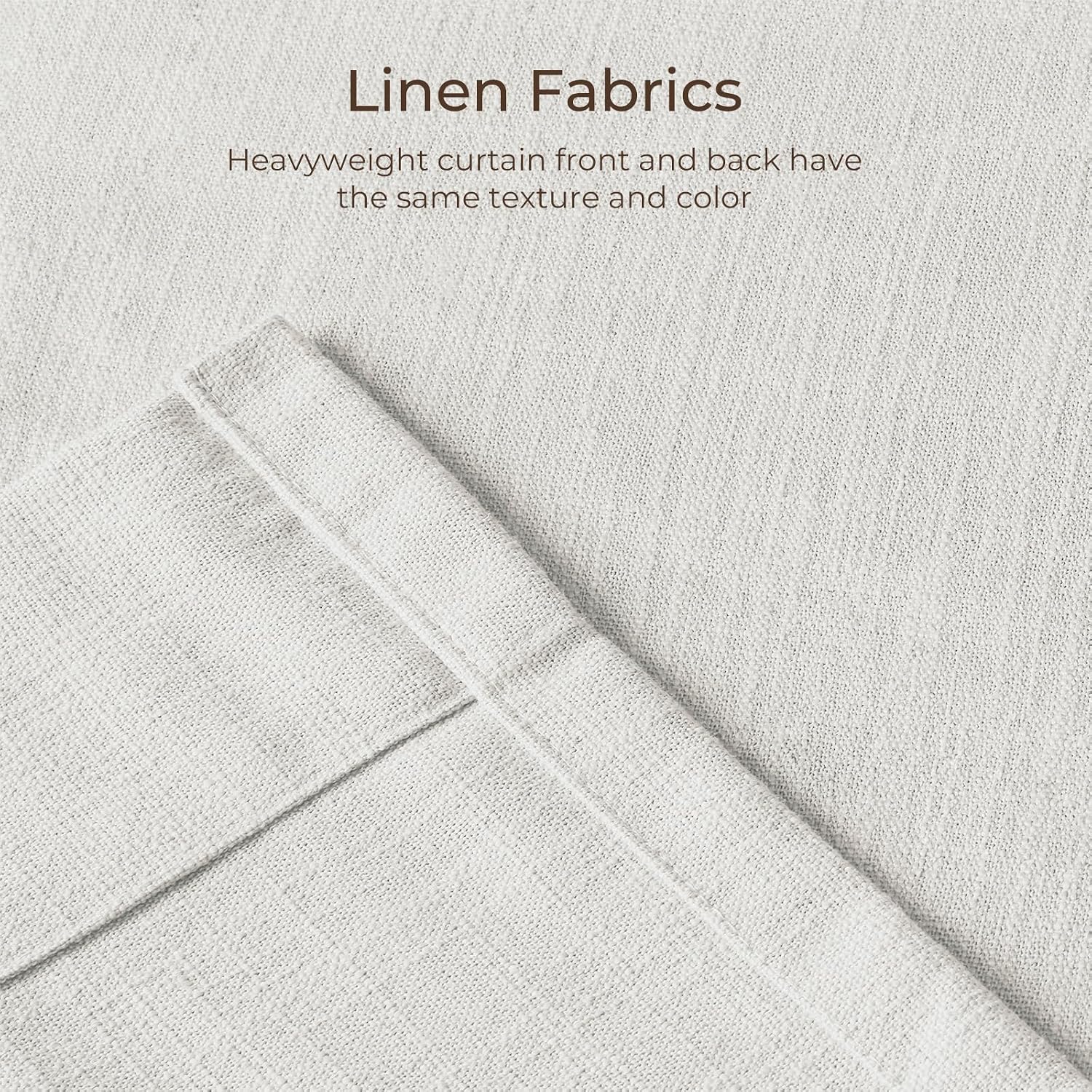 TWOPAGES 50 W x 63 L Triple Tailor Pleated Curtain, Privacy Protection Polyester Linen Unlined Window Curtain, Light Filtering Drape for Bedroom Living Room Sliding Door 1 Panel, Beige White