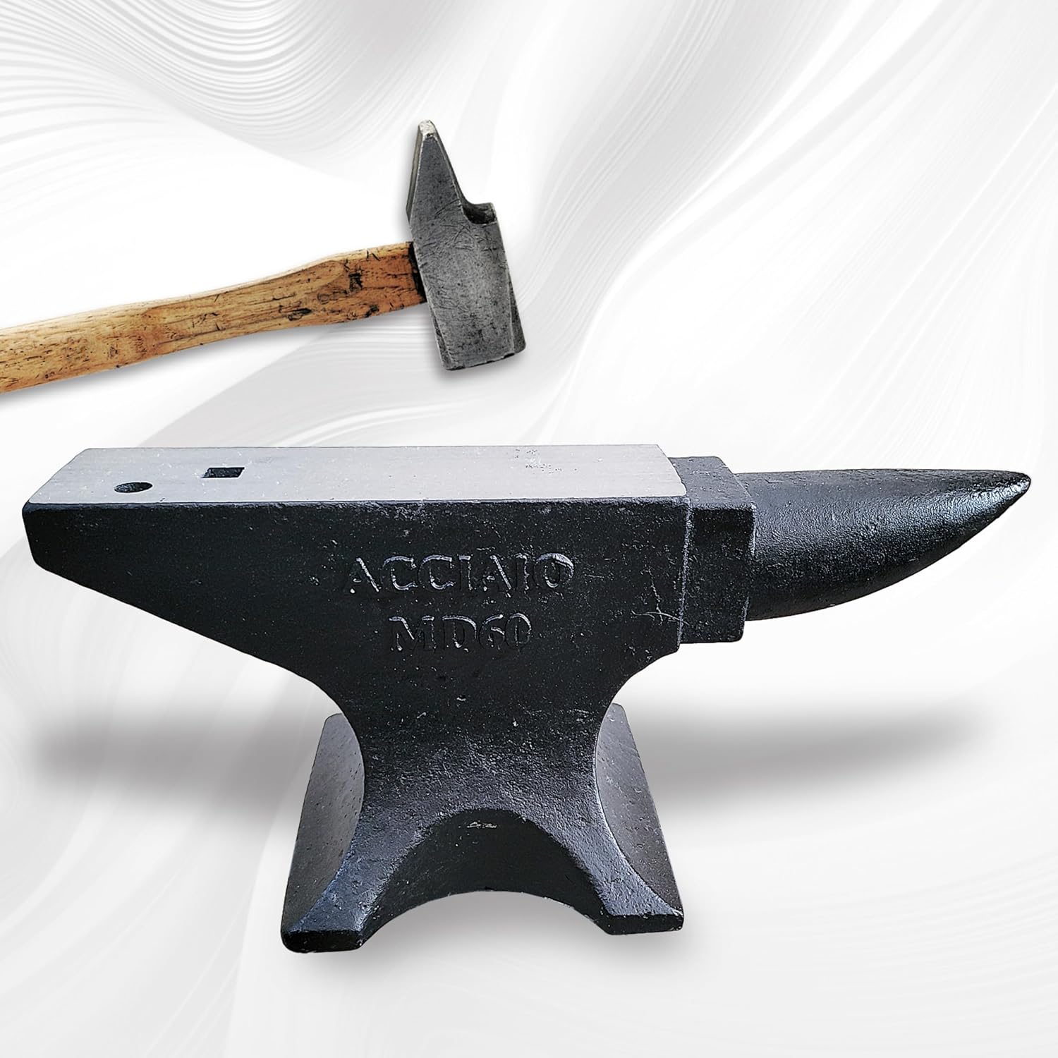 Nanberone Single Horn Anvil for Blacksmithing - 132Lbs Cast Steel Anvil High Hardness Round Horn Anvil with Large Countertop and Stable Base | Blacksmith Metalsmith Tool for Bending and Shaping