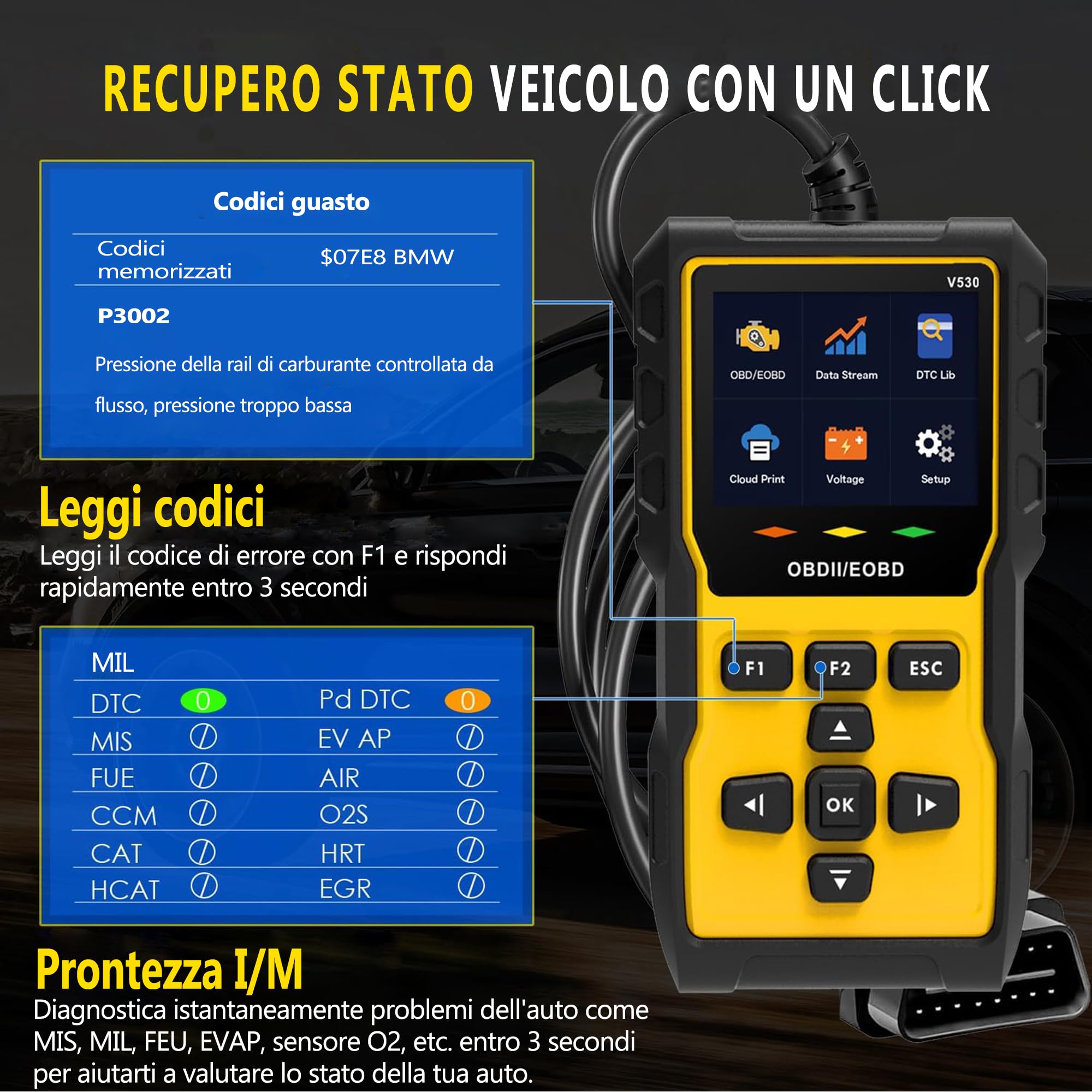 OBD2 Auto Diagnostica, 35900 Code Banca Dati, OBD Diagnostica in italiano, Adatto per Maggior Parte Auto