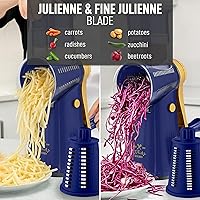 Vista 6 de Zulay Kitchen Rallador Rotativo de Queso de 5 Cuchillas Rallador de Queso - Rallador de Queso Manual de Manivela con Succión Reforzada y 5 Tambores