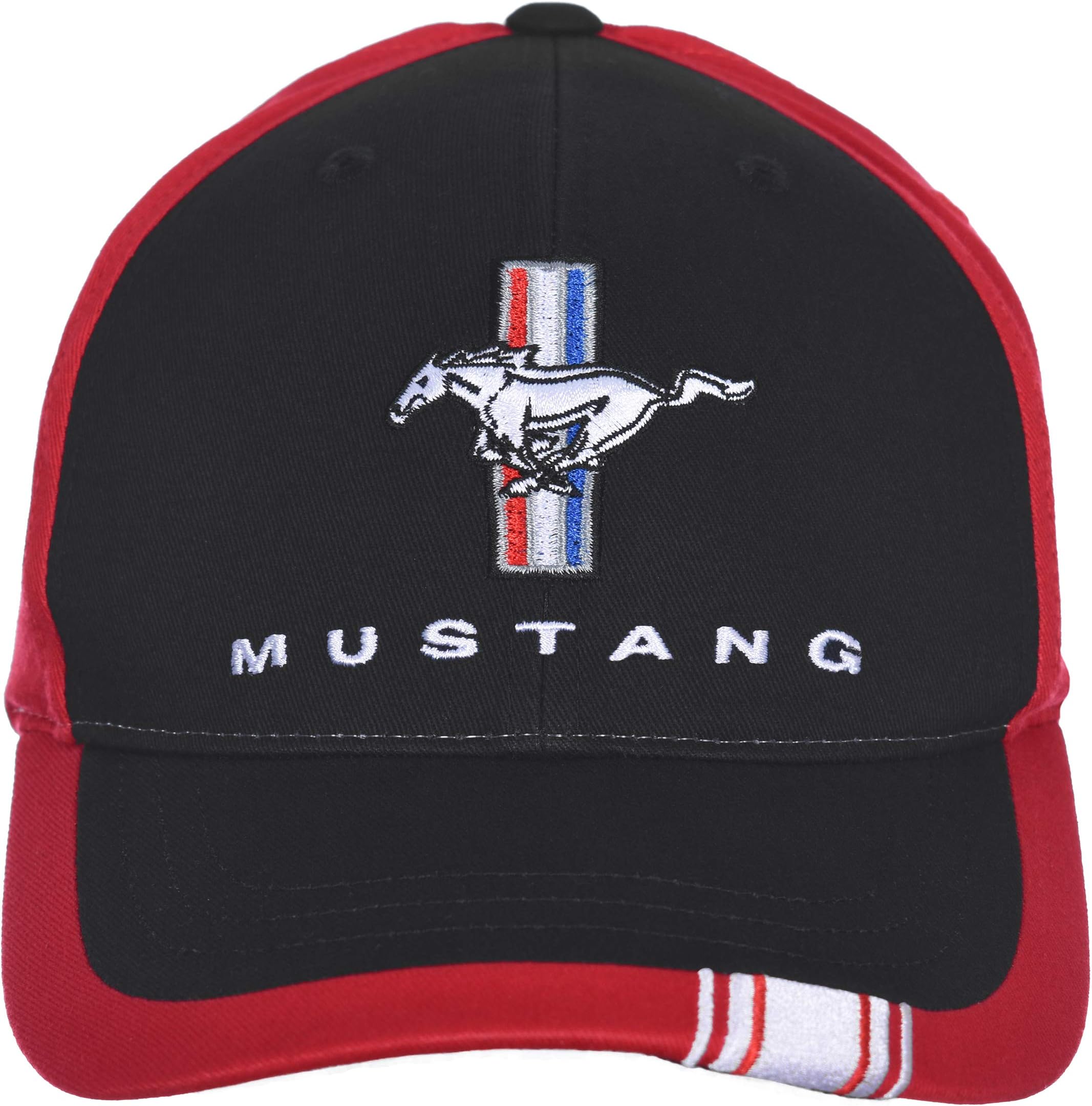 Checkered Flag SportsCheckered Flag Men's Ford Mustang Cap Logo Rally Stripe Black & Red Hat