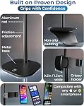 Support de téléphone pour l'enregistrement avec lumière pour bureau - ChatStand Tripode léger à anneau portable réglable de 9-13 po de Halo iPhone Pour le bureau & Support de téléphone pour enregistrement vidéo, tournage, appels de zoom (Nuit Black)