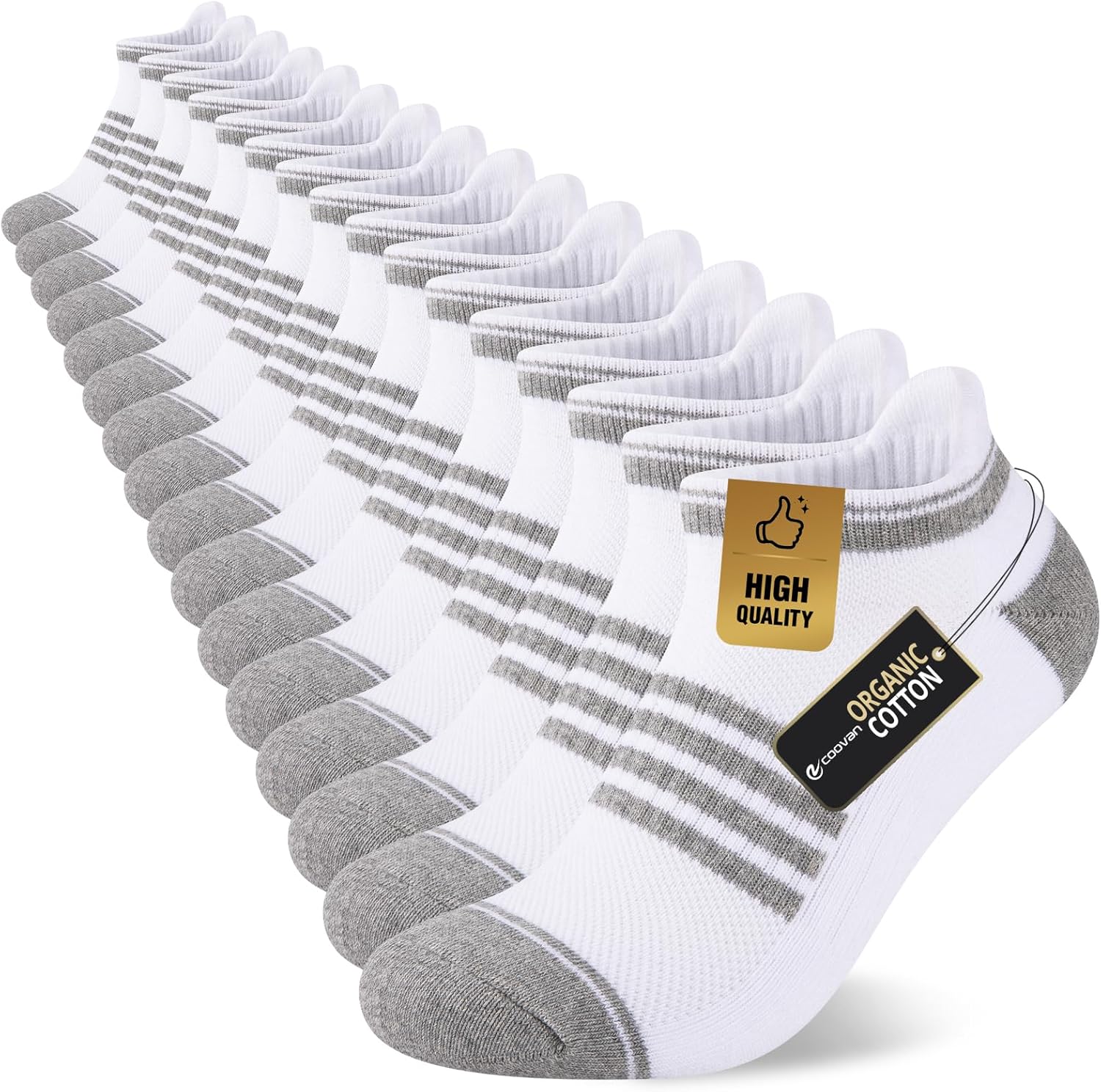 COOVAN Mens Ankle Socks 8 Pairs Cotton Cushioned Breathable Athletic Tab Running Anti-Blister Sports Socks