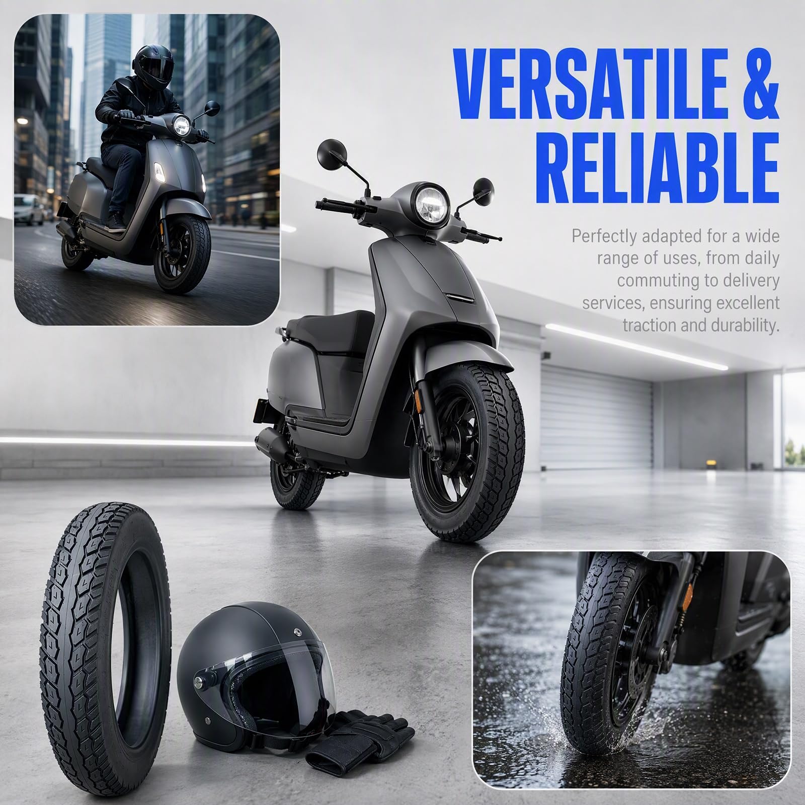 2PC 2.50-10 Pneumatici Tubeless, 2.50 10 4PR 33J per Scooter, Moto