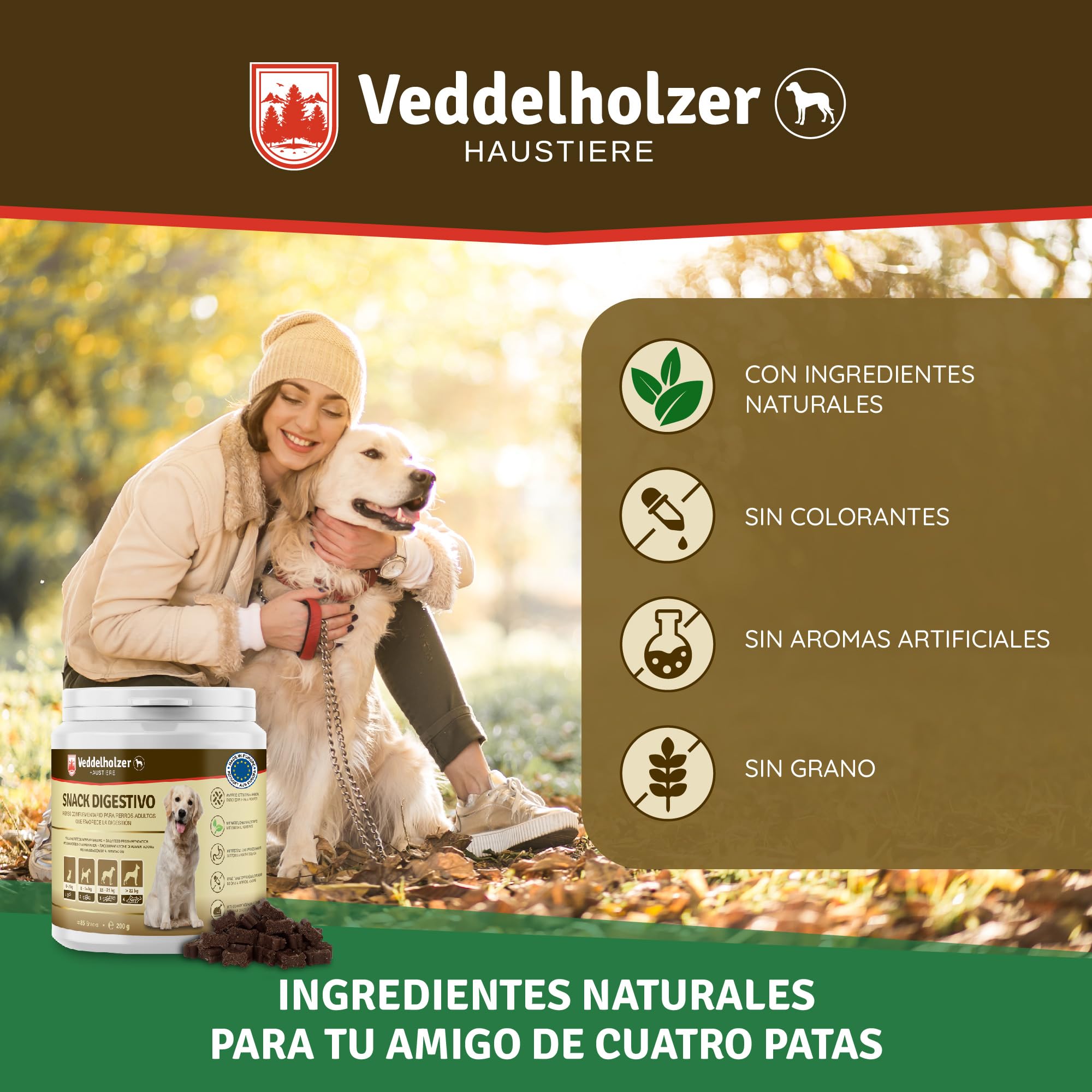 Veddelholzer Perro Trata probióticos digestivo Snack para Perros Accesorios para Construir la Flora intestinal del Perro Trata de como un complemento alimenticio con Ingredientes Naturales