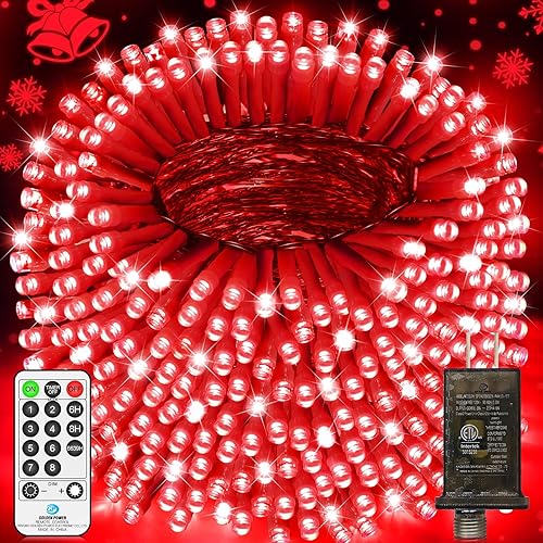 Miniatura 15 de JXLEDAYY Guirnalda de 1000 luces LED de 403 pies, luces de Navidad para exteriores, luces de hadas enchufables, impermeables, con control remoto, 8