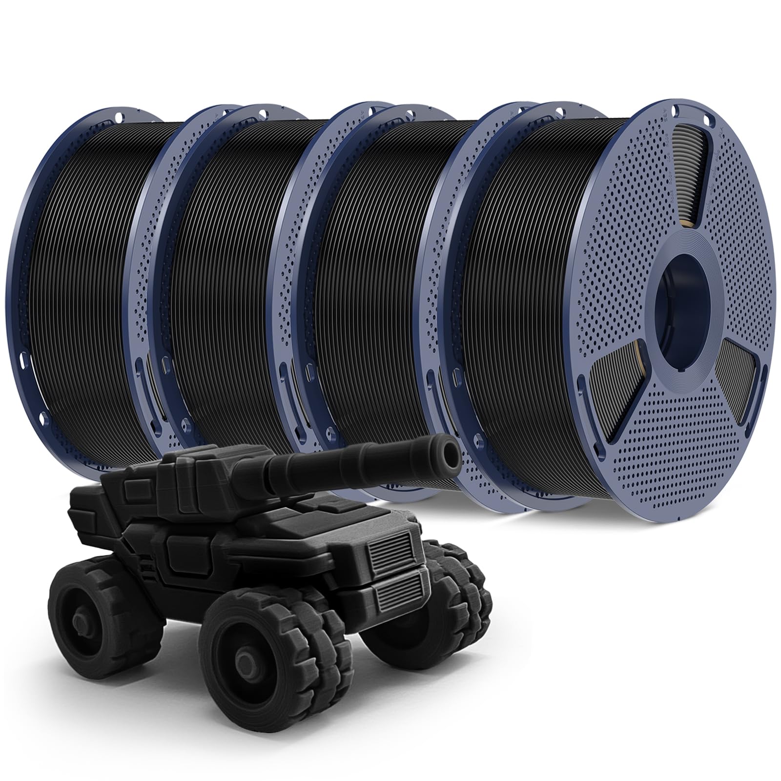 PETG Filament 1.75mm - 4kg(8.8lbs) SUNLU PETG 3D Printer Filament, Reusable Spool Compatible with Bambulab Refill Filament, 1.75mm Dimensional Accuracy +/- 0.02mm, 4 Pack Black Bundle