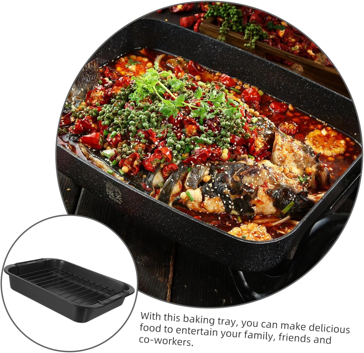 Deep Non-stick Baking Tray Rectangular Cookie Pan for Oven Baking Multi-functional Mold for Cakes Cookies and to Clean and Store