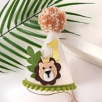 Vista 8 de Corona de primer cumpleaños con temática de león - Wild One Jungle Safari Decoración para niños