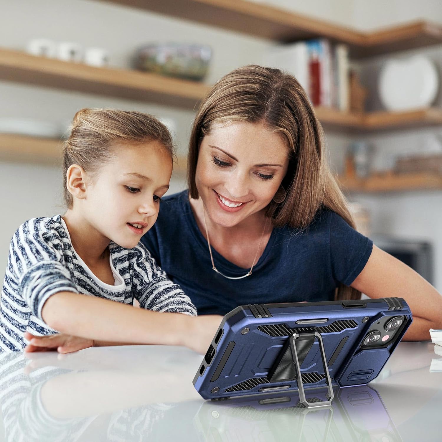 Case for iPhone 15 Phone Case iPhone 15 Case with Camera Lens Cover, with Ring Holder Kickstand, fit Magnetic Car Mount, for iPhone 15 (Navy Blue) - Image 6