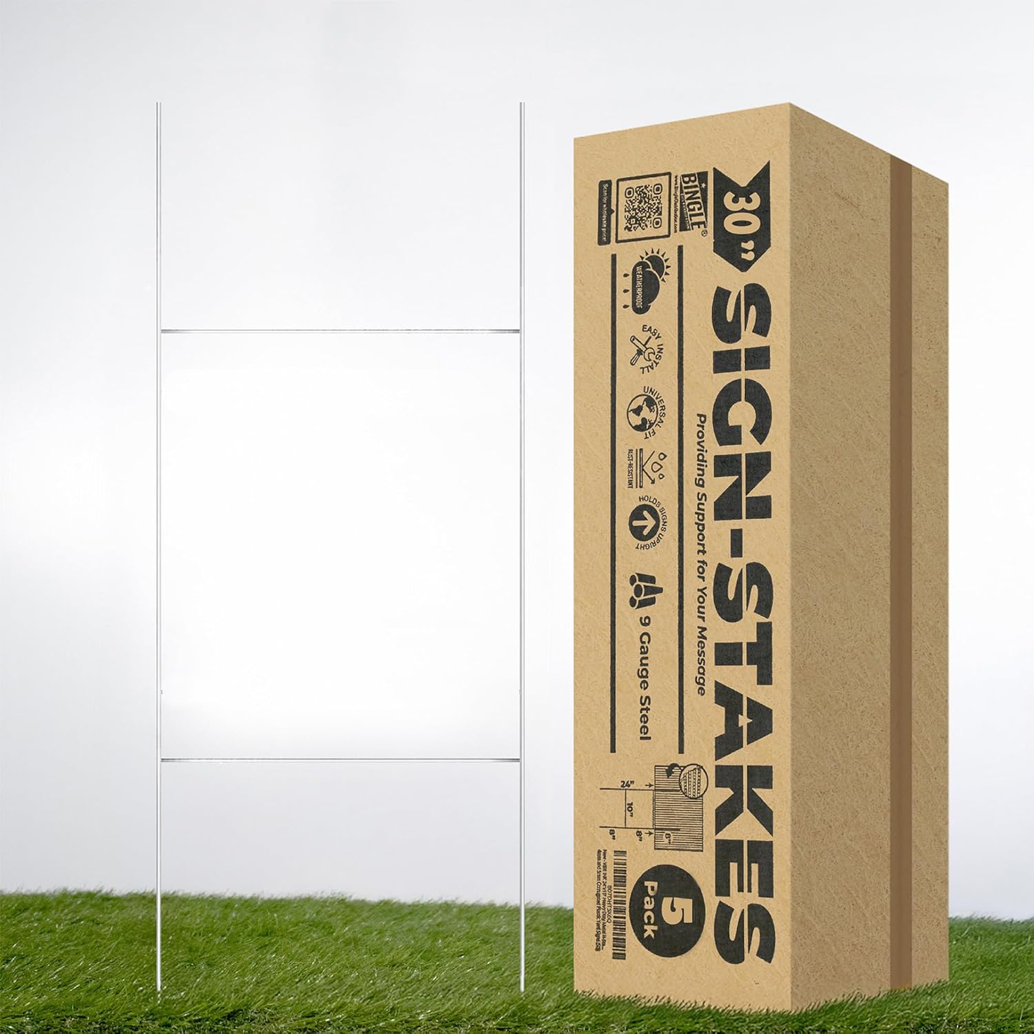 VIBE INK 30"x10" Heavy Duty Metal H-Stakes Frame Wire Stakes - Yard Sign Stake - Lawn Sign Stake. Use with 4mm and 5mm Corrugated Plastic Yard Signs - Manufactured in The USA (5)
