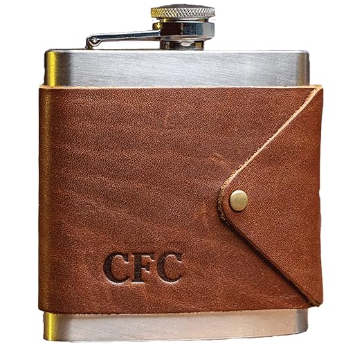 Holtz Leather Company, Personalized Leather Sleeve with 6oz Flask Included, The Hatch