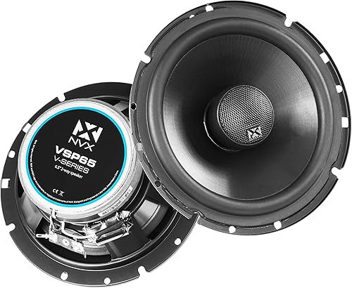 NVX VSP65 - Altavoces para automóvil de 6.5 pulgadas, 600 W máximo, 200 W RMS, coaxial de 2 vías de 6-12 pulgadas con tweeters de cúpula de seda de