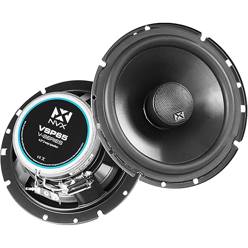 NVX® VSP65 6.5" Premium Car Speakers, 600W Max, 200W RMS, 2-Way 6-1/2 inch Coaxial w/ 1" Silk Dome Tweeters & Built-in X-Overs, Easy to Install in Cars/Trucks/Doors (Pair)