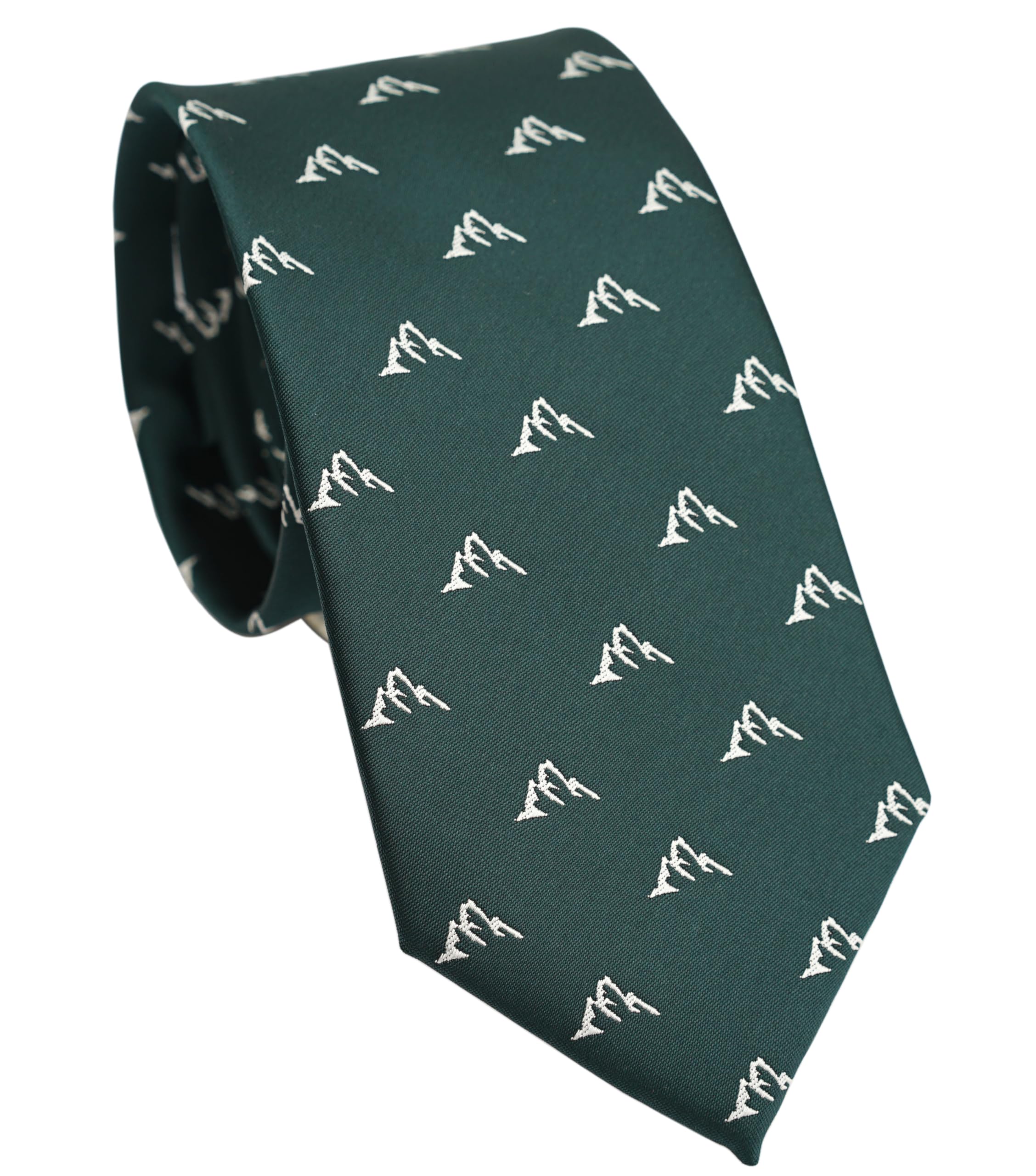 ZENXUS Green Tie for Men, Designer Necktie Sign of Mountains
