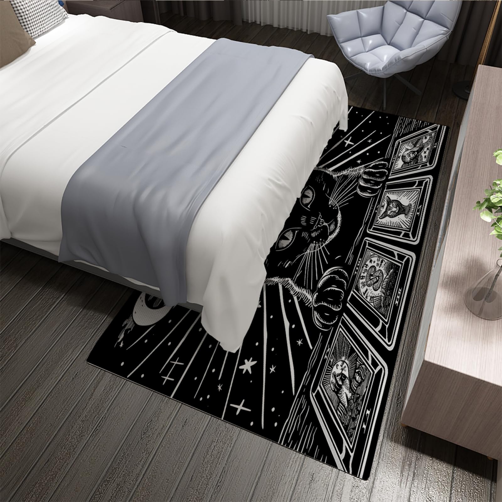 Dywan 60 x 90 cm – motyw z motywem kota z motywem anime czarny dywan podłogowy do sypialni salonu jadalni dywaniki pod stół dywanik dla zwierząt domowych