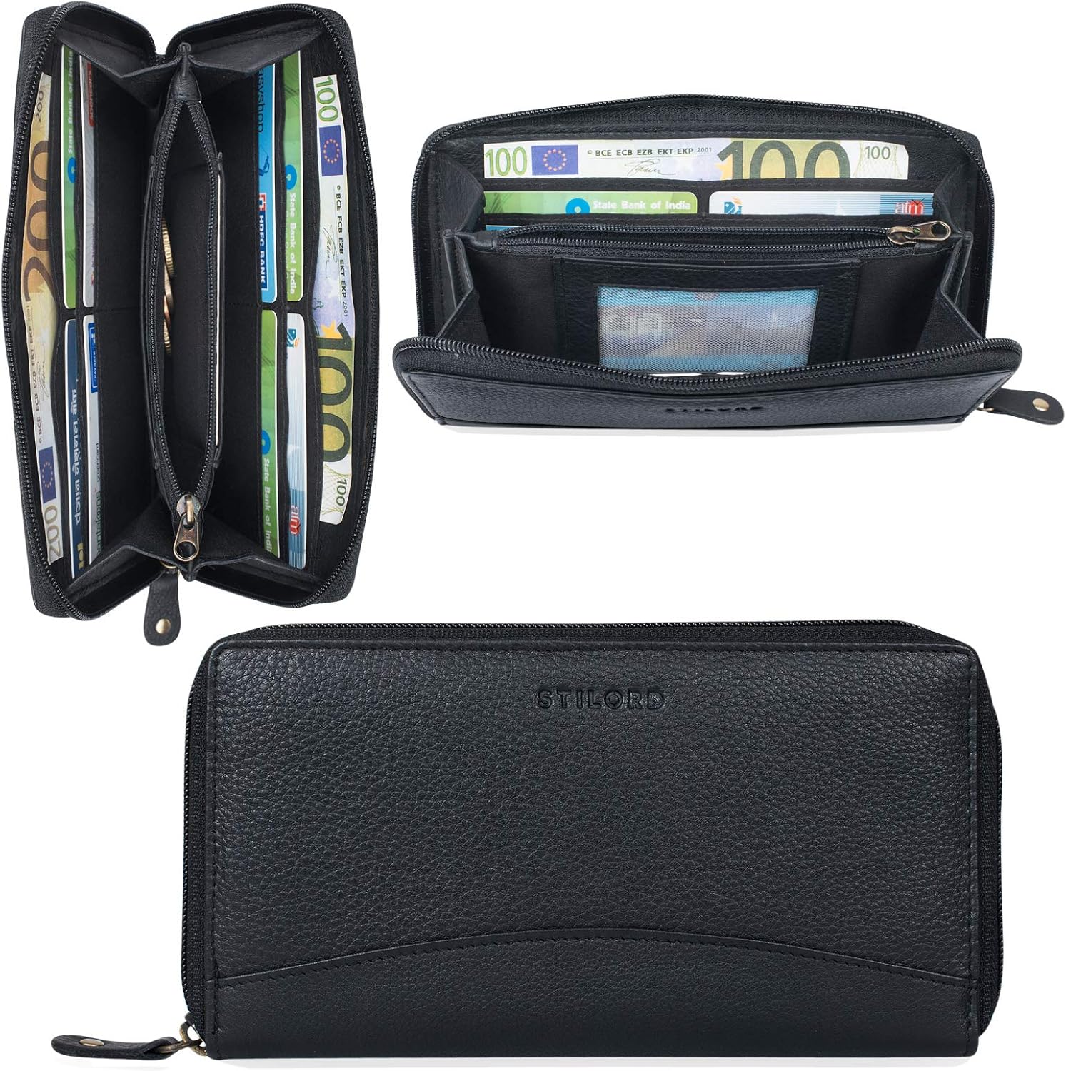 STILORD 'Saskia' Coin Purse Women Leather with RFID Blocker Vintage Purse with Zipper for Notes Money Cash Credit Cards Identity Card Passport Genuine Leather - Image 4