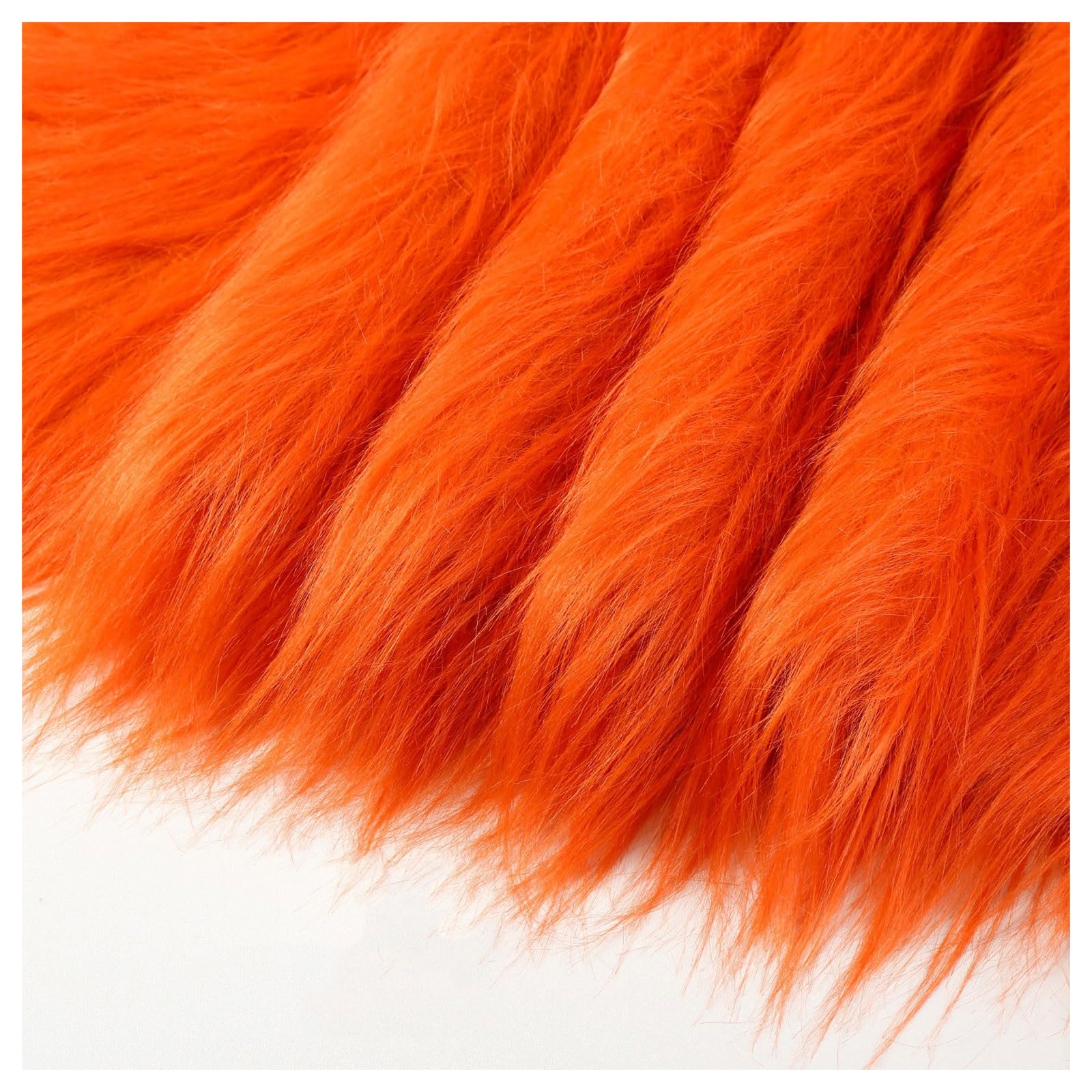 12cm Long Pile Faux Fur Fabric Squares Shaggy Plush Fluffy Fuzzy Plush Faux Imitation Fur Material, for DIY Christmas Halloween Cosplay, Fancy Dresses, Gnomes Beards and Hair, 50x50cm (Color : Orange