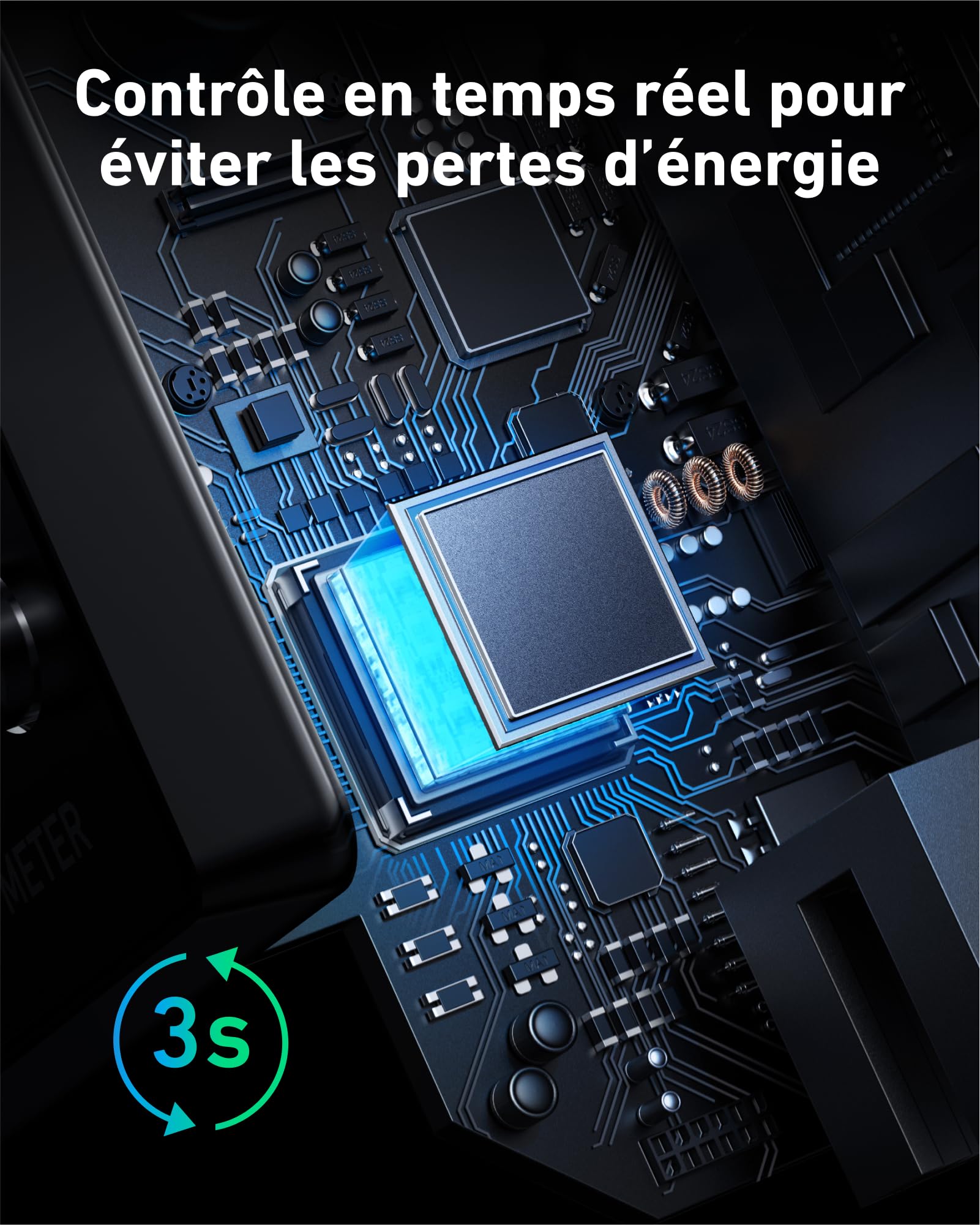 Anker SOLIX compteur intelligent, sans fil, compatible Wi-Fi, Bluetooth et RS-485, durée de vie 10 ans, protection fabricant 2 ans, précision 1 watt, ajustement rapide, configuration facile, économies