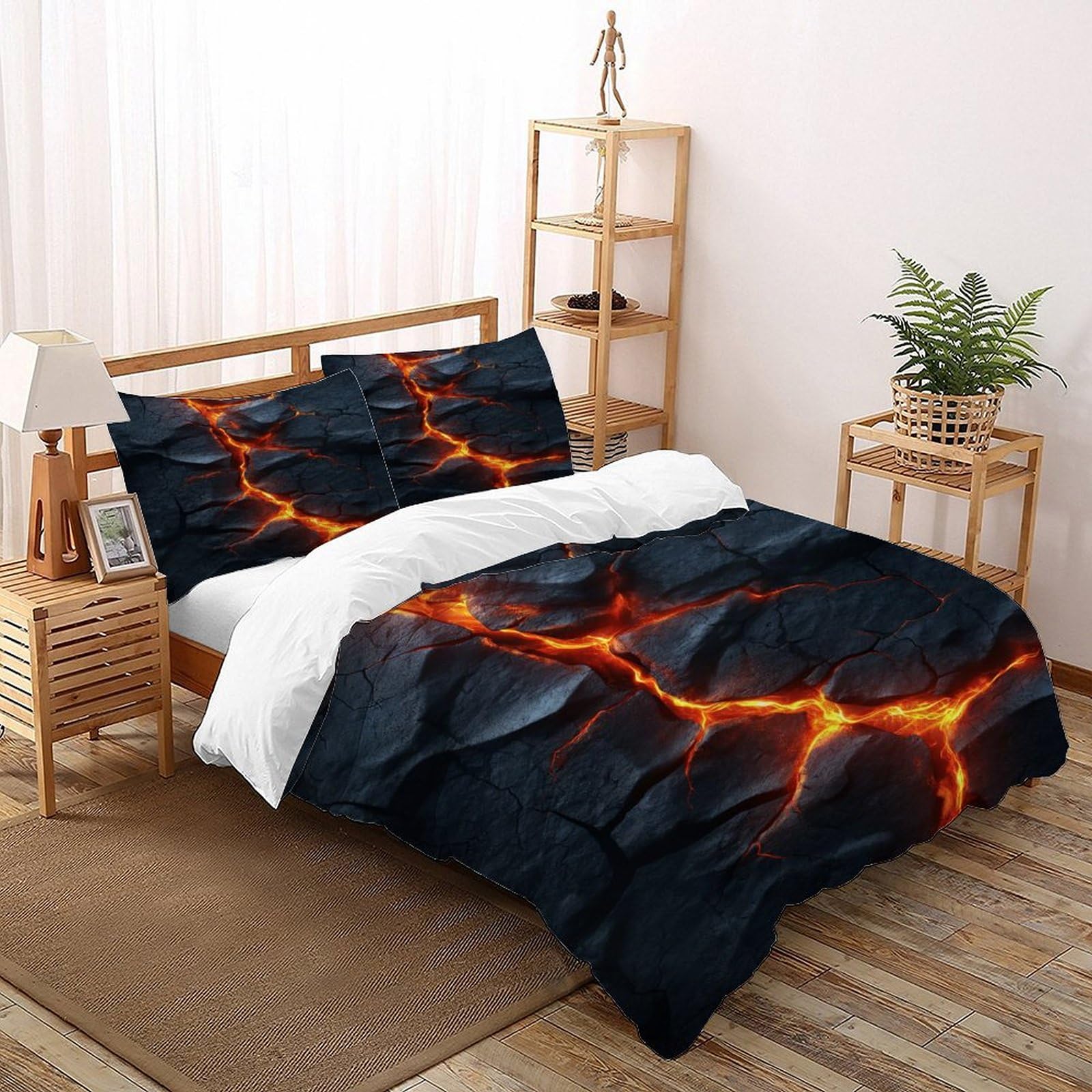 Lava Bedding Set Theme Bedspread Duvet Cover Set Chic Breathable Quilt Cover for Boys&Girls with Pillowcase Double（200x200cm）