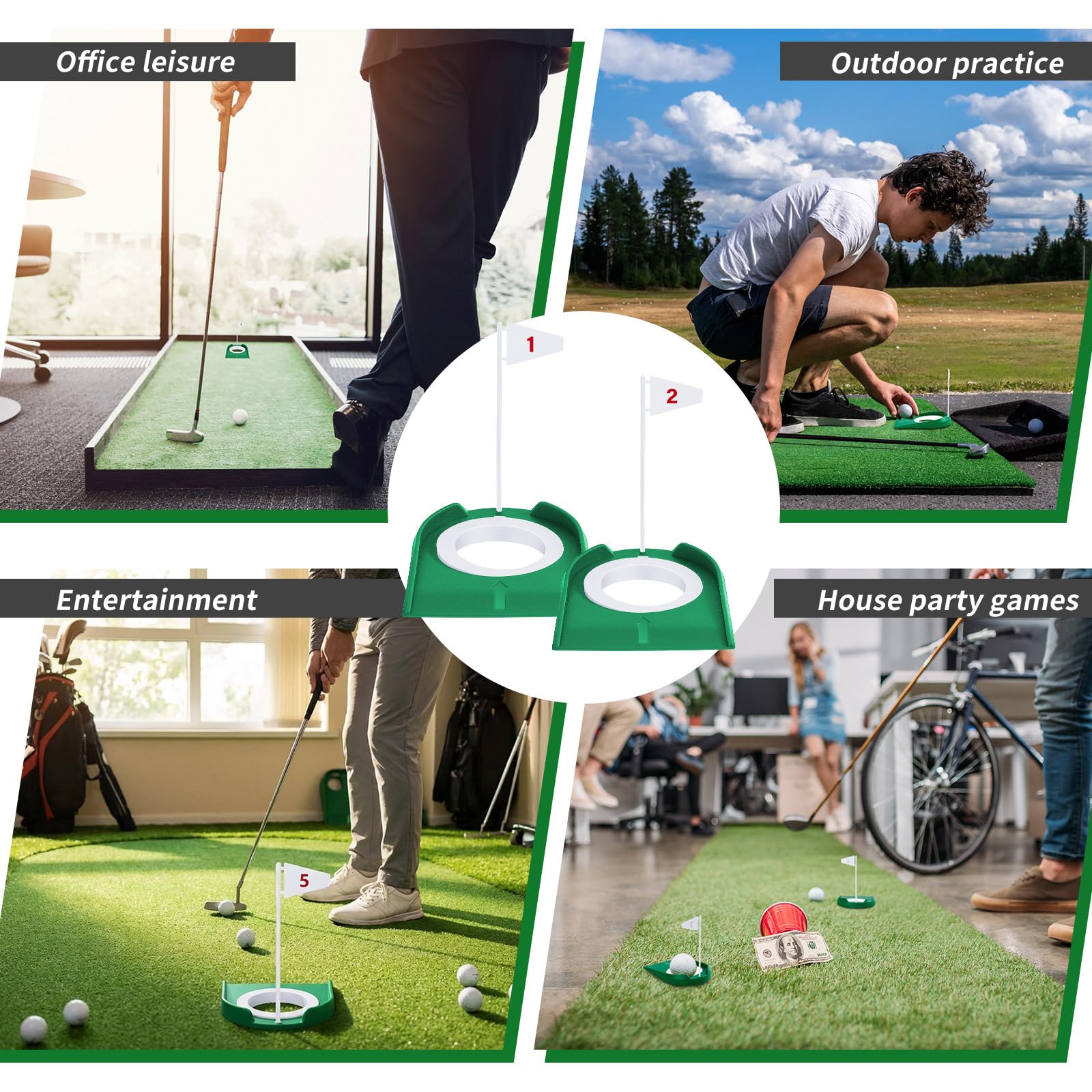Sotiff 9 Pack Golf Putting Cup and Flag Plastic Golf Hole Training Aids Golf Training Putters for Indoor Outdoor Men Women Office Backyard Garage Accessories
