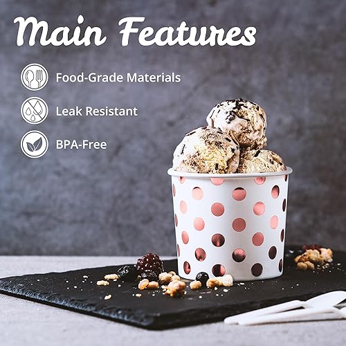 Miniatura 6 de Vasos de papel para helado, 100 cuencos de postre desechables de 10.5 fl oz para alimentos calientes o fríos, suministros de fiesta de 10.5 fl oz