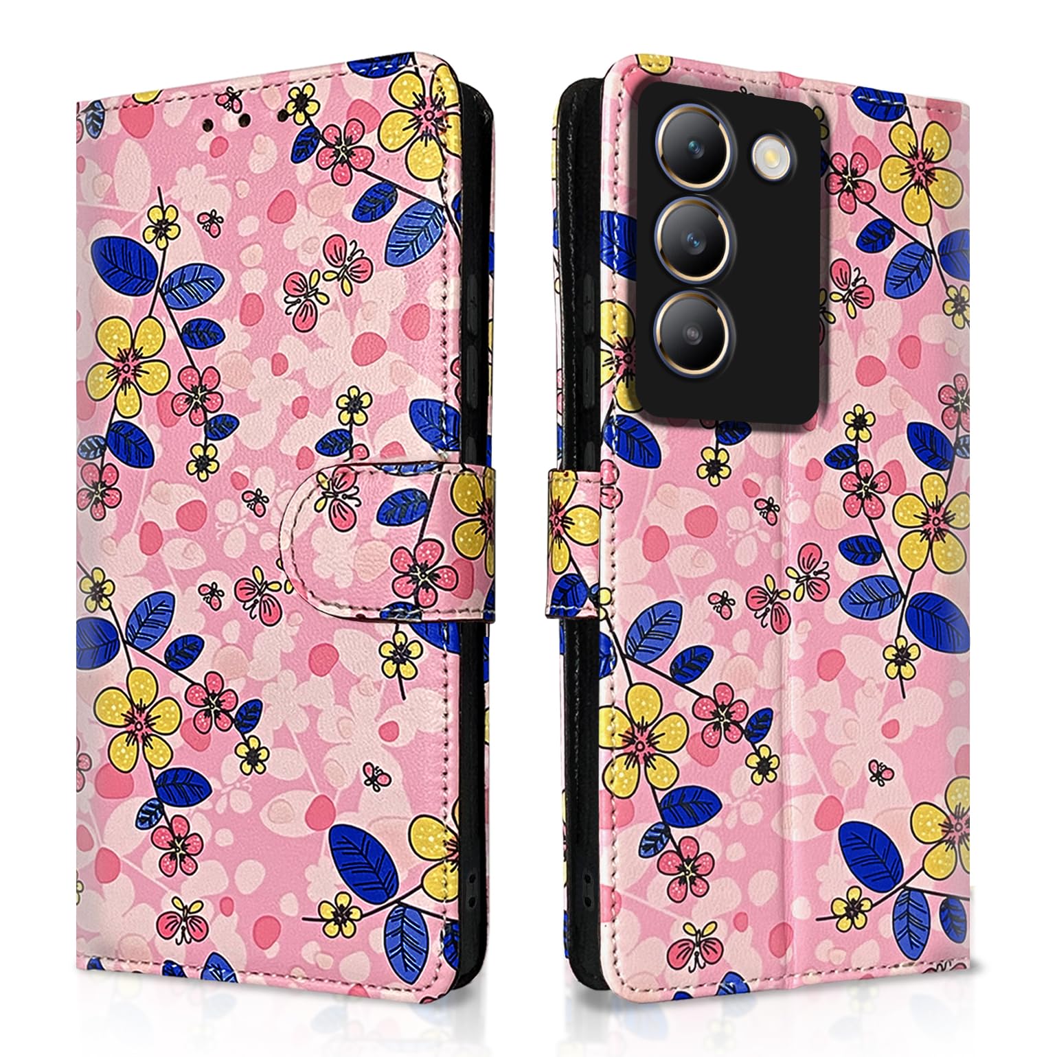 Pikkme Vivo T3 5G / Vivo Y200e 5G Flip Cover for Girls Leather Finish | Inside TPU with Card Pockets | Wallet Stand and Shock Proof | Complete Protection Flip Case (Pink Flower) (B0CWLM159G) Amazon Price History, Amazon Price Tracker
