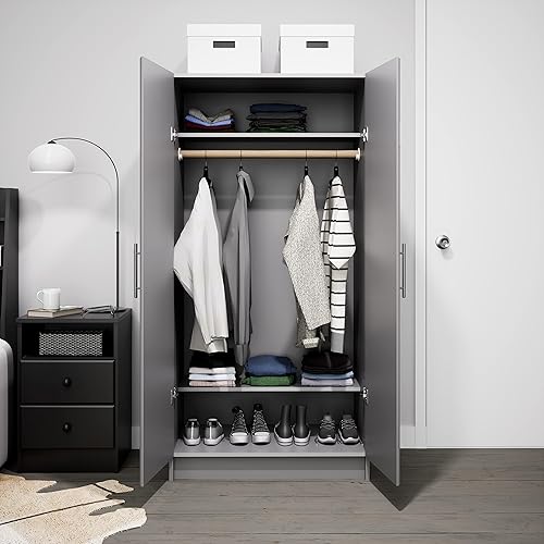 Miniatura 8 de Prepac Elite 32" Storage Cabinet, Light Gray Storage Cabinet with Hanging Rail and Shelves for Living room, Kitchen and Laundry room 24.5" D x 32" W