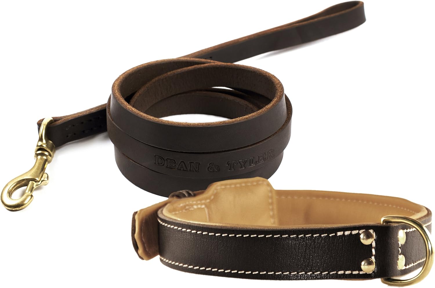 Dean & Tyler 30 by 1-1/4-Inch Brown Padding Italian Tailor Collar with 6-Feet No Assumptions Leash, Brown