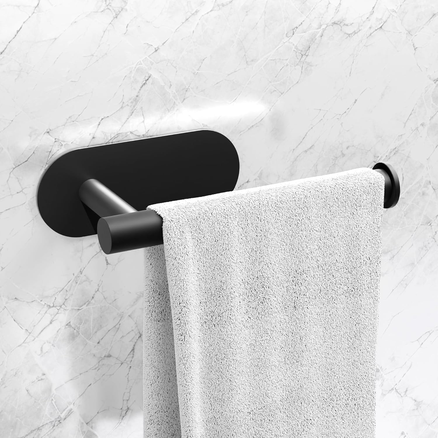 iSTAR Stainless Steel Self Adhesive Towel Holder | No Drilling Wall Mounted Bathroom Accessories | Durable Napkin Hand Towel Holder for Kitchen, Wash Basin, Home and Hotels (Black Finish)-image-33