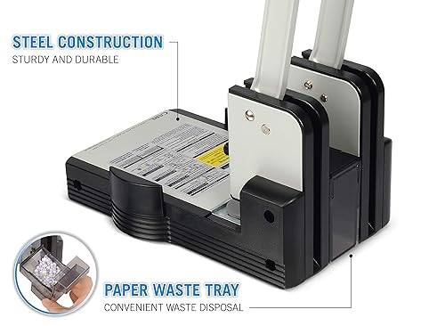 Miniatura 6 de CARL, XHC-150N, perforador de papel resistente de 3 agujeros, capacidad de 150 hojas, negro y plateado