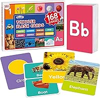 BenBen Flash Cards for Toddlers 1-3: Rip-Proof Waterproof 84 Double-Sided ABC Numbers Animals Shapes Colors Objects - Educational Learning Cards Ages 1-4