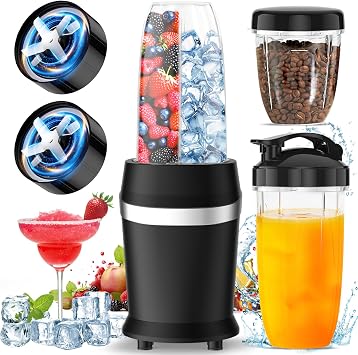 Colarlemo 12-Piece Smoothie Blender Maker 25,000 RPM Personal Blender for Ice Crushing Smoothies & Frozen Drinks Nuts with 23oz, 32oz, 37oz Portable Cups Two 6-Leaf Stainless Steel Blades, Sand Black | 25000 RPM, 12Pcs, Dishwasher Safe, 3 Cup Sizes23oz, 32oz, 37oz, Overheat Protection,Mixer & Grinder for Frozen Drinks Nuts