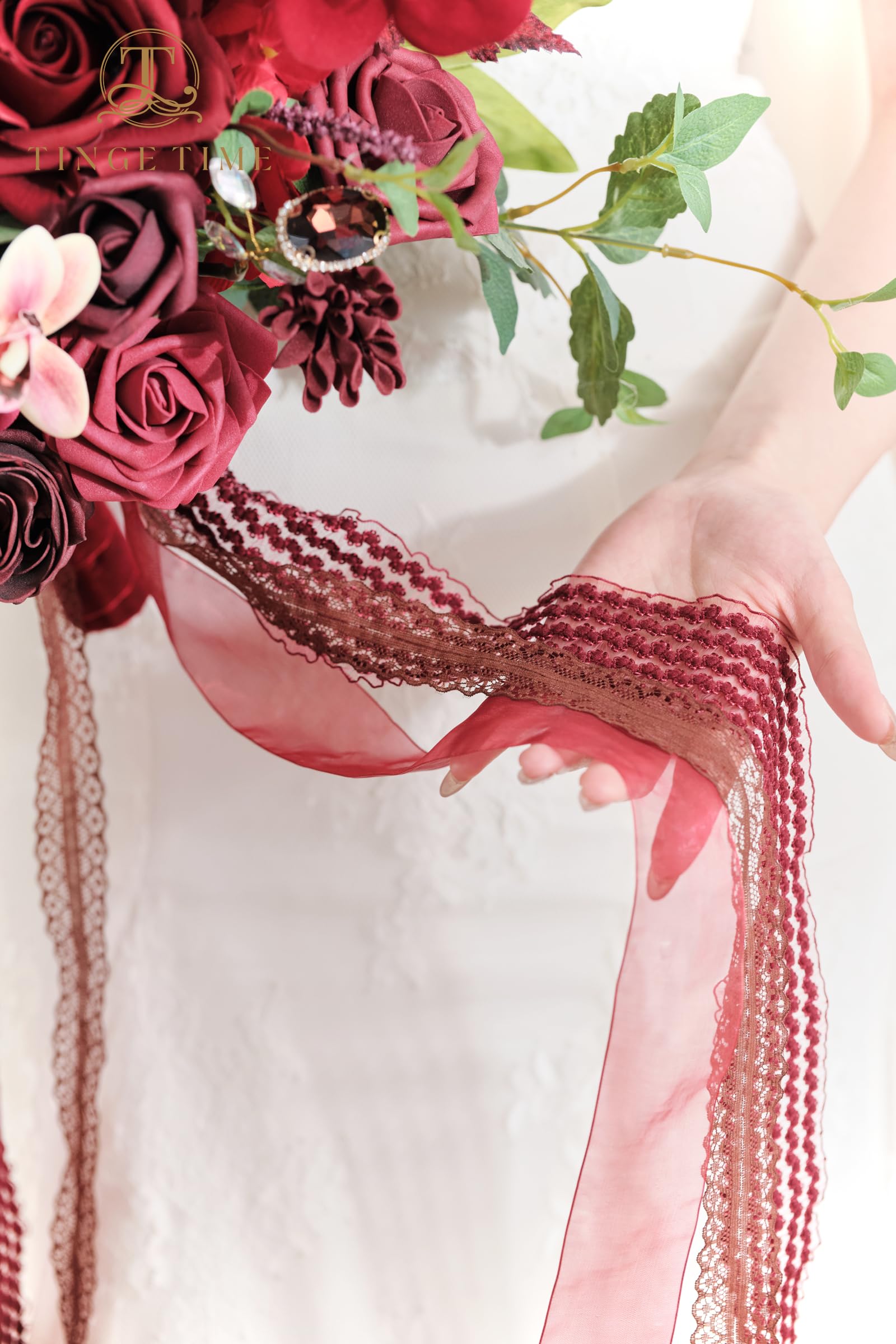 ウエディングブーケ Amazon｜TINGE TIME 17インチ 造花 ウェディングブーケ 花嫁用