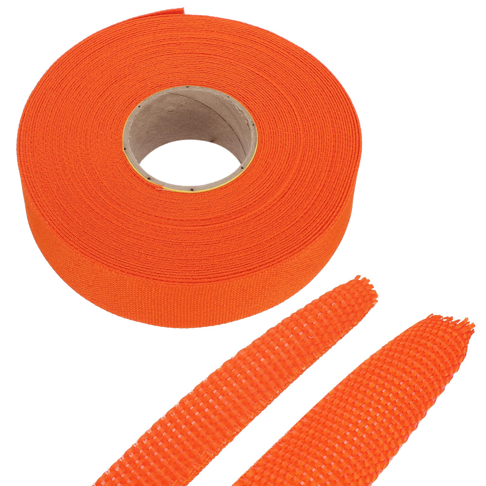 sourcing map 18m Braided Cable Sleeves Heat Shrinkable Fabric Sleeving,PET Expandable 1" 60ft Orange 2:1 Ratio Heat Shrinkable Cord Protector for Harness Network Cable Protection