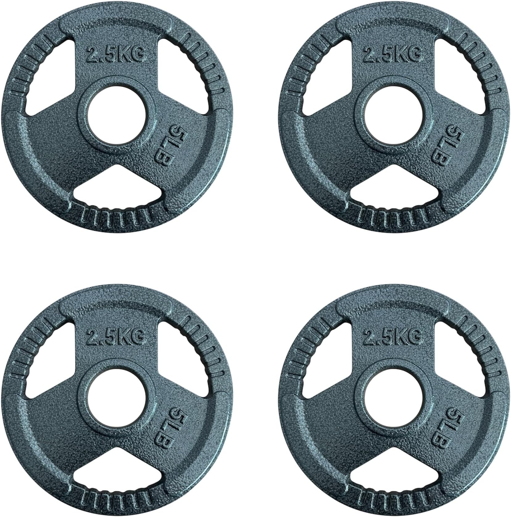 Chase Fitness 2.5KG Tri Grip Cast Iron 2" Olympic Weight Plate Discs 1.25-25kg (2.5kg x 4)