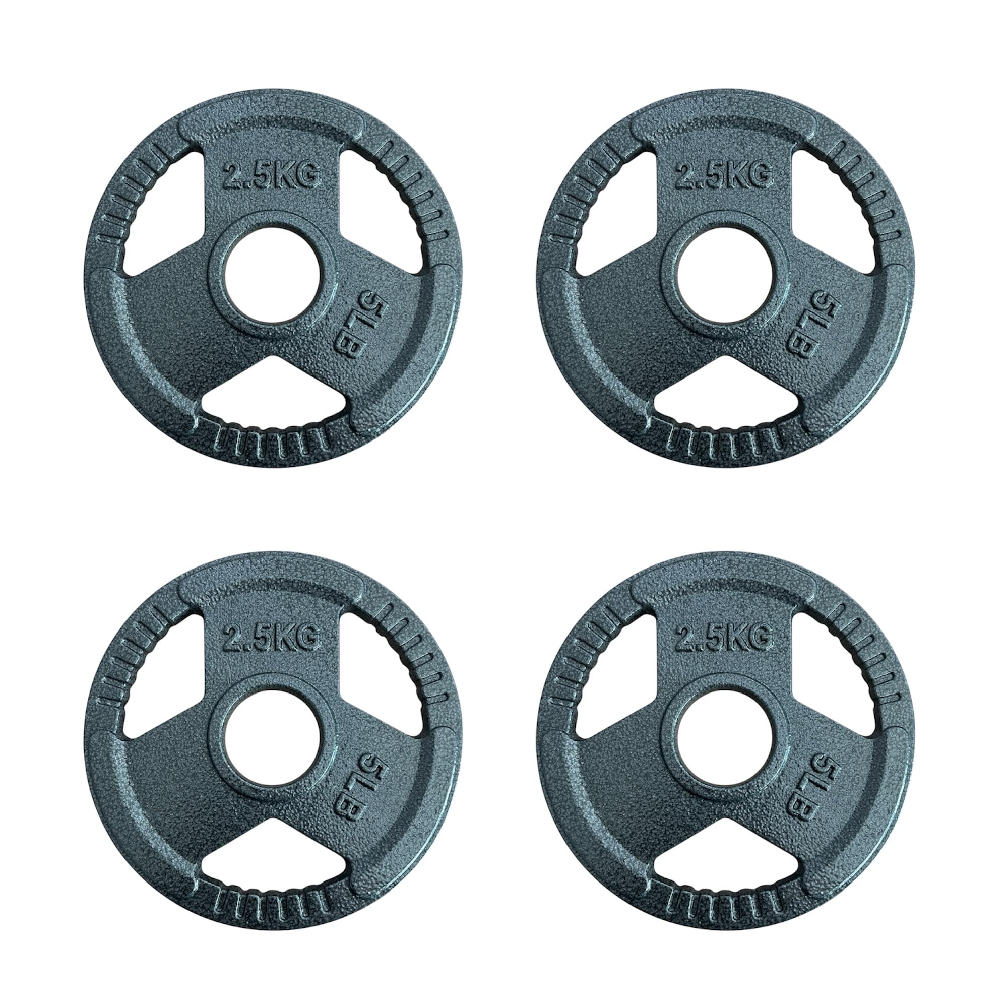 Chase Fitness 2.5KG Tri Grip Cast Iron 2" Olympic Weight Plate Discs 1.25-25kg (2.5kg x 4)
