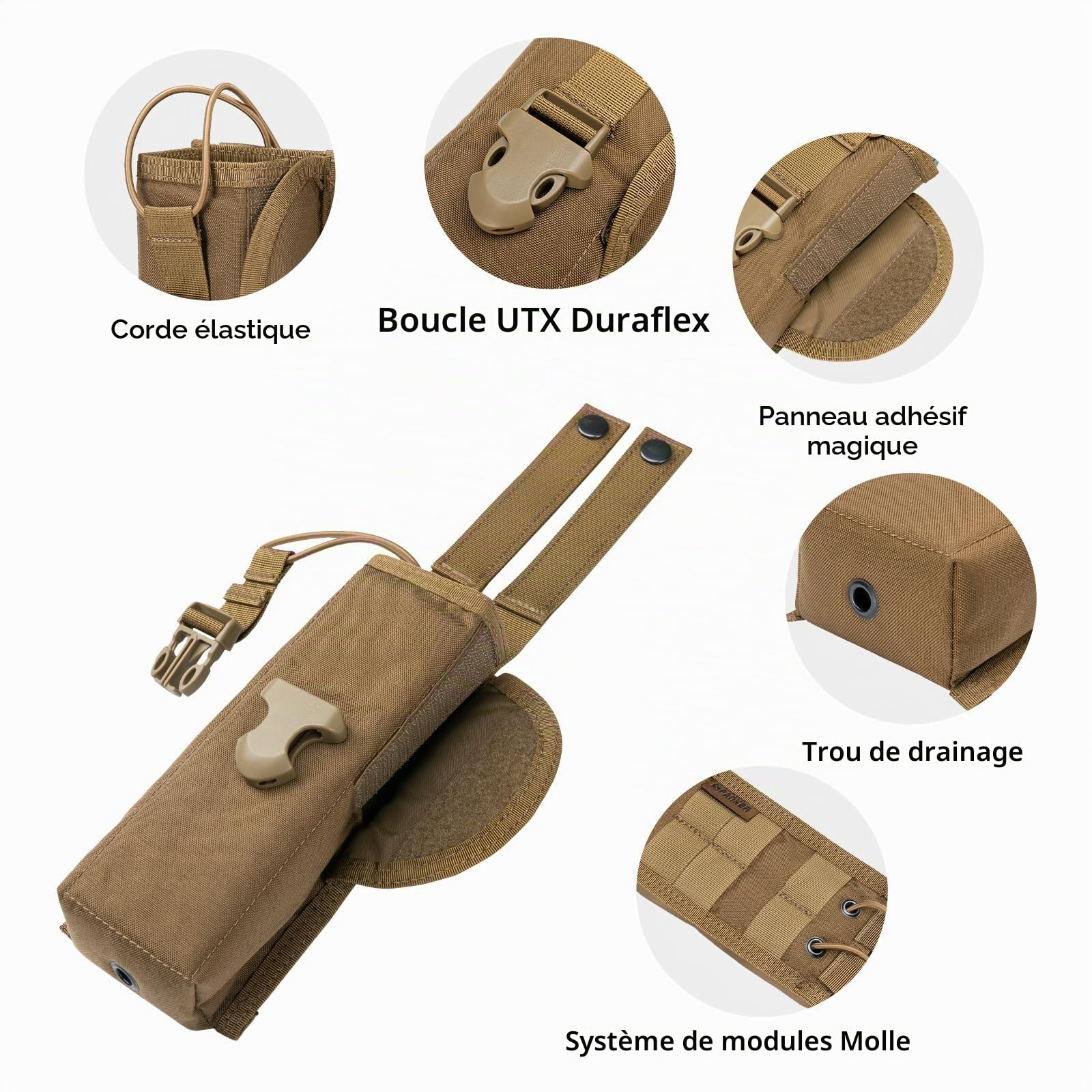EXCELLENT ELITE SPANKER Pochette Talkie,Étui pour Talkie Walkie,Tactique Nylon Talkie Walkie Pochette pour Radio Portable ou Talkie-walkie (Coyote Marron)