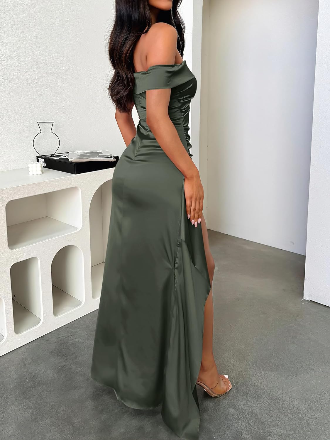 Caracilia Women Off Shoulder Sleeveless Maxi Formal Dress 2026 Sexy High Split Wedding Guest Cocktail Party Elegant Dresses - Image 5