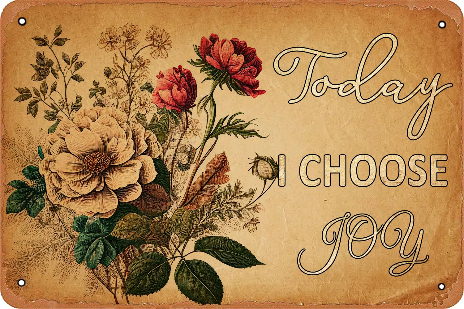 Funny Vintage Metal Signs Today I Choose Joy Tin Sign Wall Decor Funny - Retro Sign for Home Living Room Bedroom Decor Gifts - 8x12 Inch