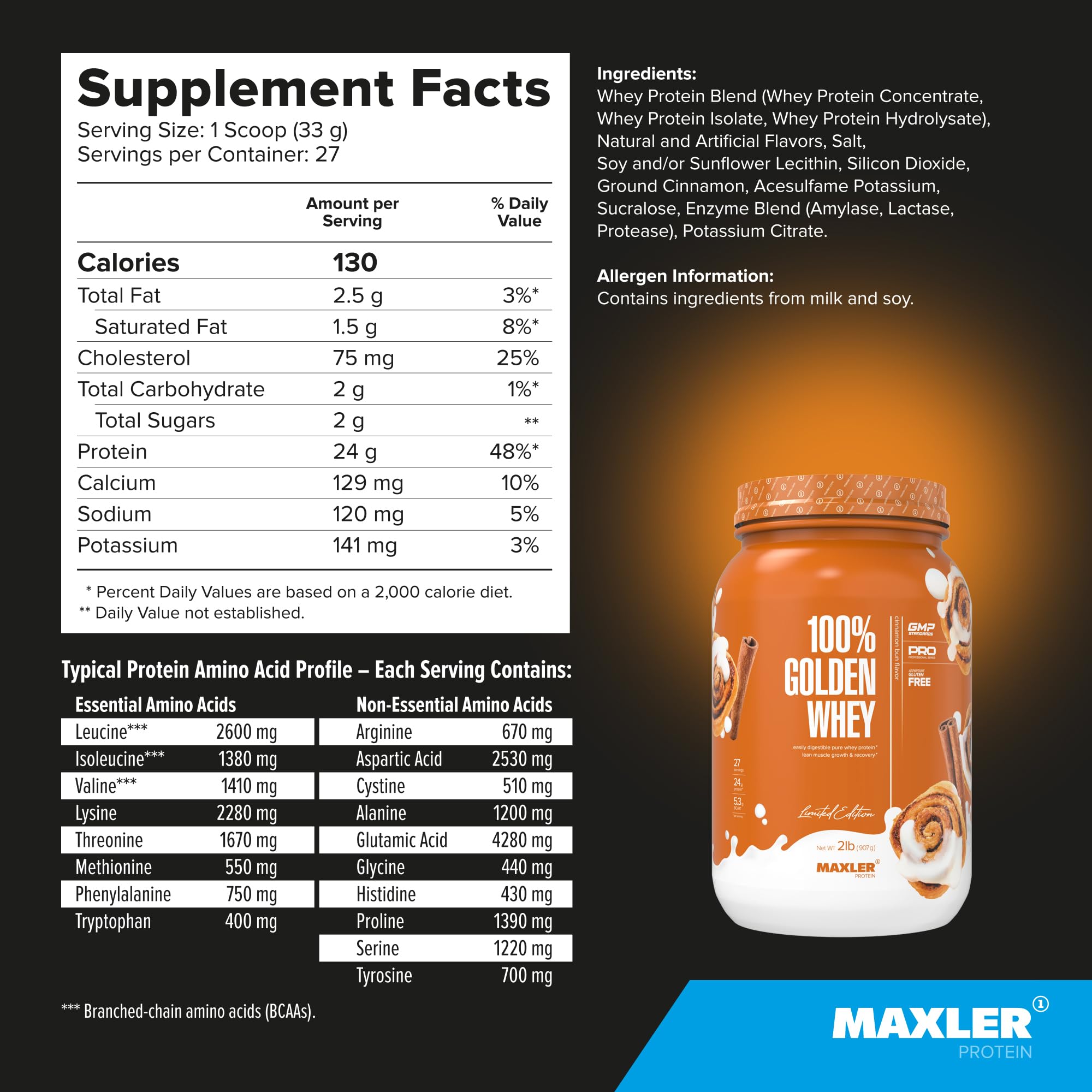 100% Golden Whey Protein - 24g of Protein per Serving - Whey Protein Powder for Pre Post Workout - Fast-Absorbing Whey Concentrate, Isolate & Hydrolysate Blend - Vanilla Ice Cream 5 lb — Amazon image 27