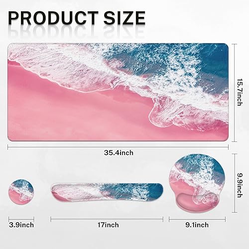 Miniatura 3 de Juego de alfombrillas para teclado y mouse 4 en 1, alfombrilla grande para mouse + reposamuñecas para teclado, reposamuñecas para mouse, juego de