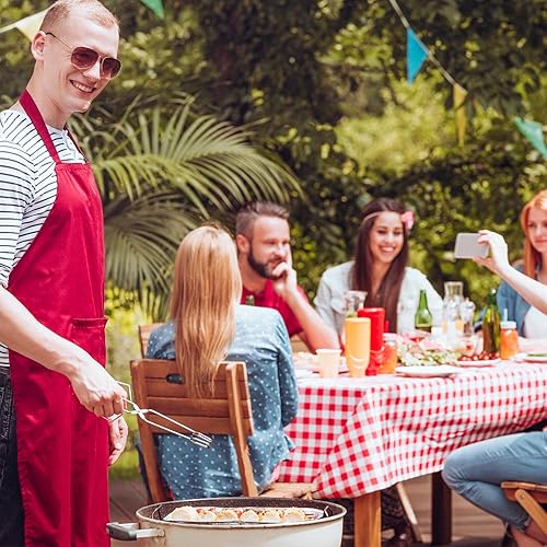 Miniatura 7 de Fixwal Paquete de 6 manteles de plástico desechables de plástico a cuadros rojos de 54 x 108 pulgadas, manteles rectangulares de alta calidad para
