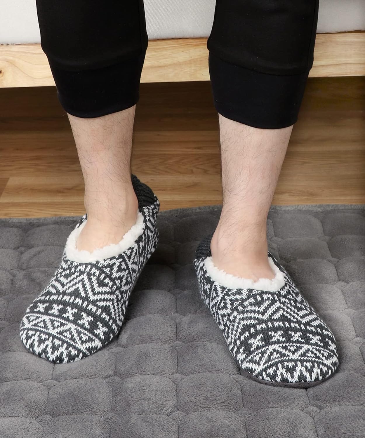 Mens Cozy Soft Sole Slipper Socks With Non Skid Bottoms, Warm Slipper Socks With Grippers For Men, Fuzzy House Slippers - Image 3